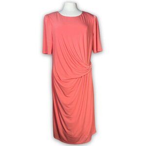 Long Tall Sally Coral Pink Faux Wrap Dress US Sz 14